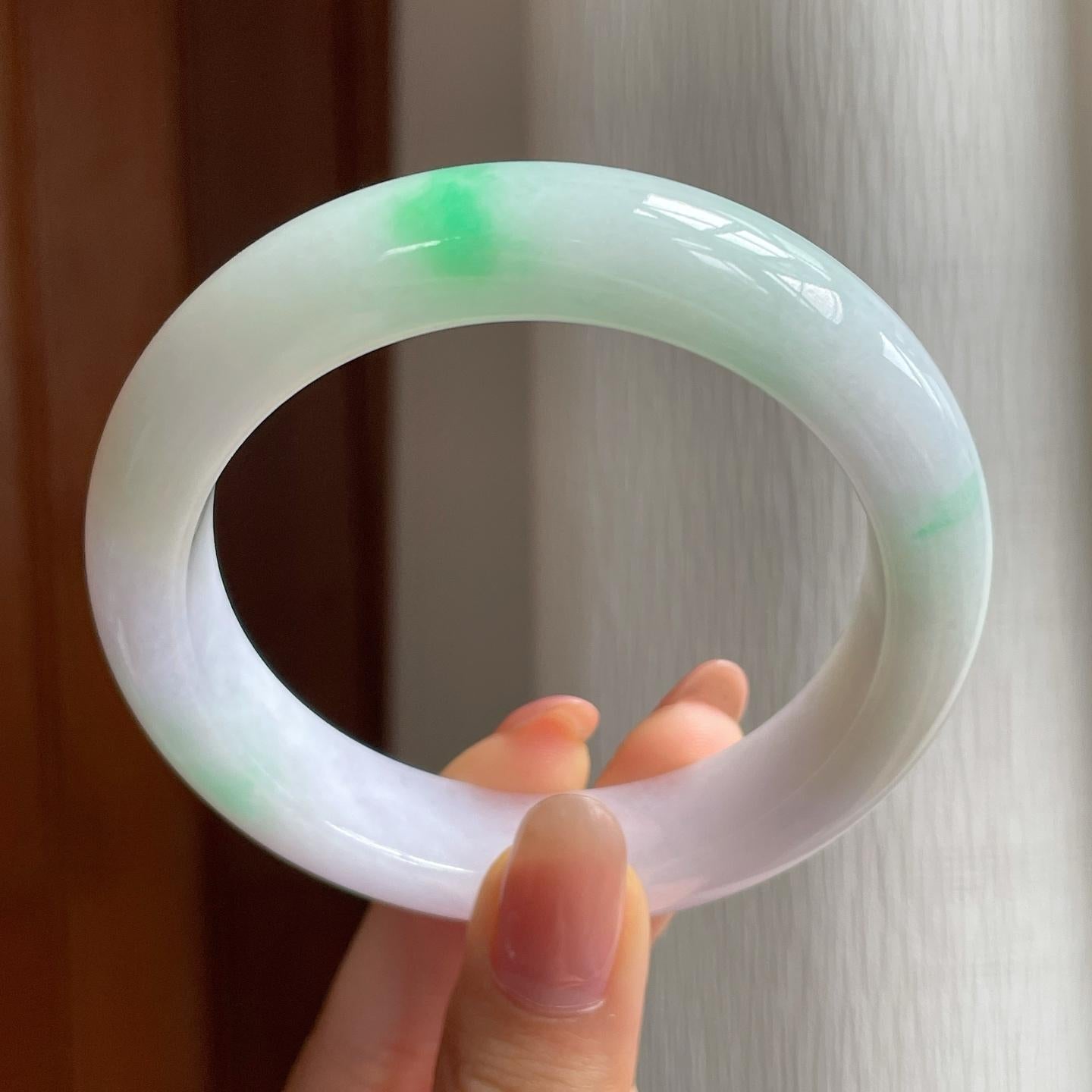 糯冰淡春彩翡翠平安镯（57.7mm)（yc349365）