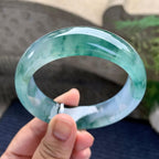 冰种飘花宽版轮胎手镯（57.7mm）（yc228495）