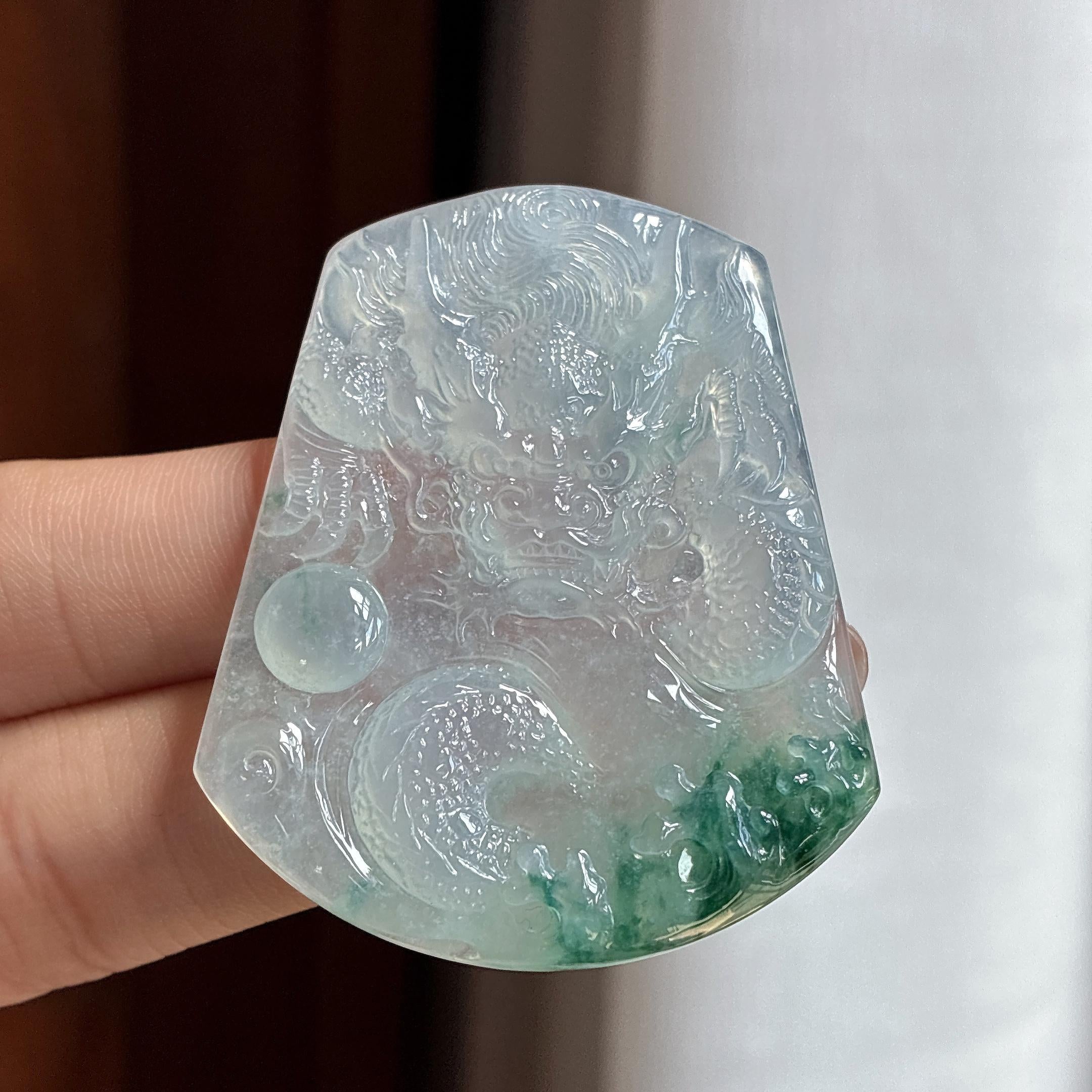 冰种飘花龙牌 天然缅甸A货翡翠（yc456283）