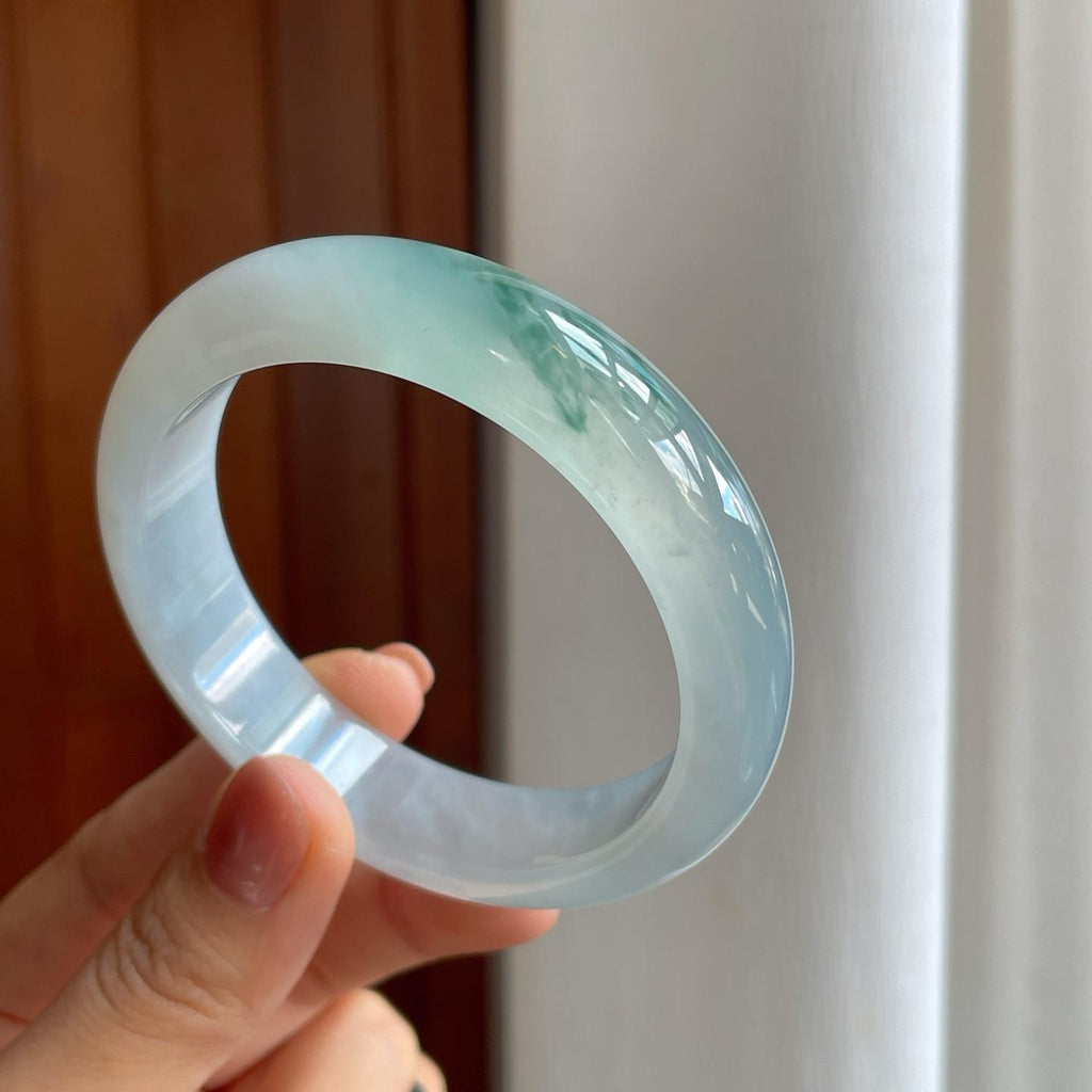 冰种飘花翡翠平安镯（58mm）（yc277368）