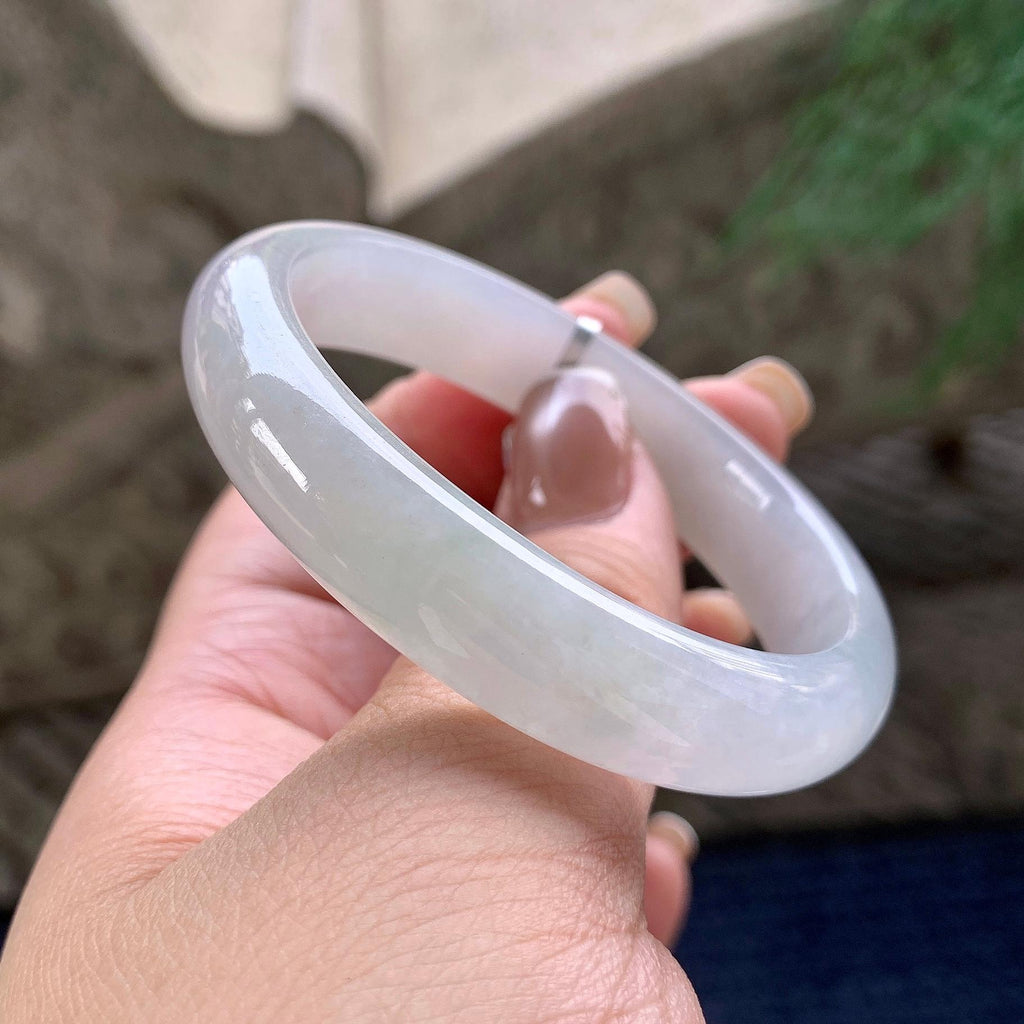 小圈口 糯冰种无色贵妃手镯 52.5圈口 天然缅甸A货翡翠（yc371527）