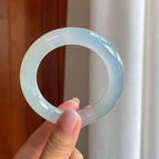 冰种白月光翡翠圆条手镯（52mm)（yc386431）