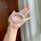 冰种淡紫罗兰翡翠平安镯（55mm）（yc344022）