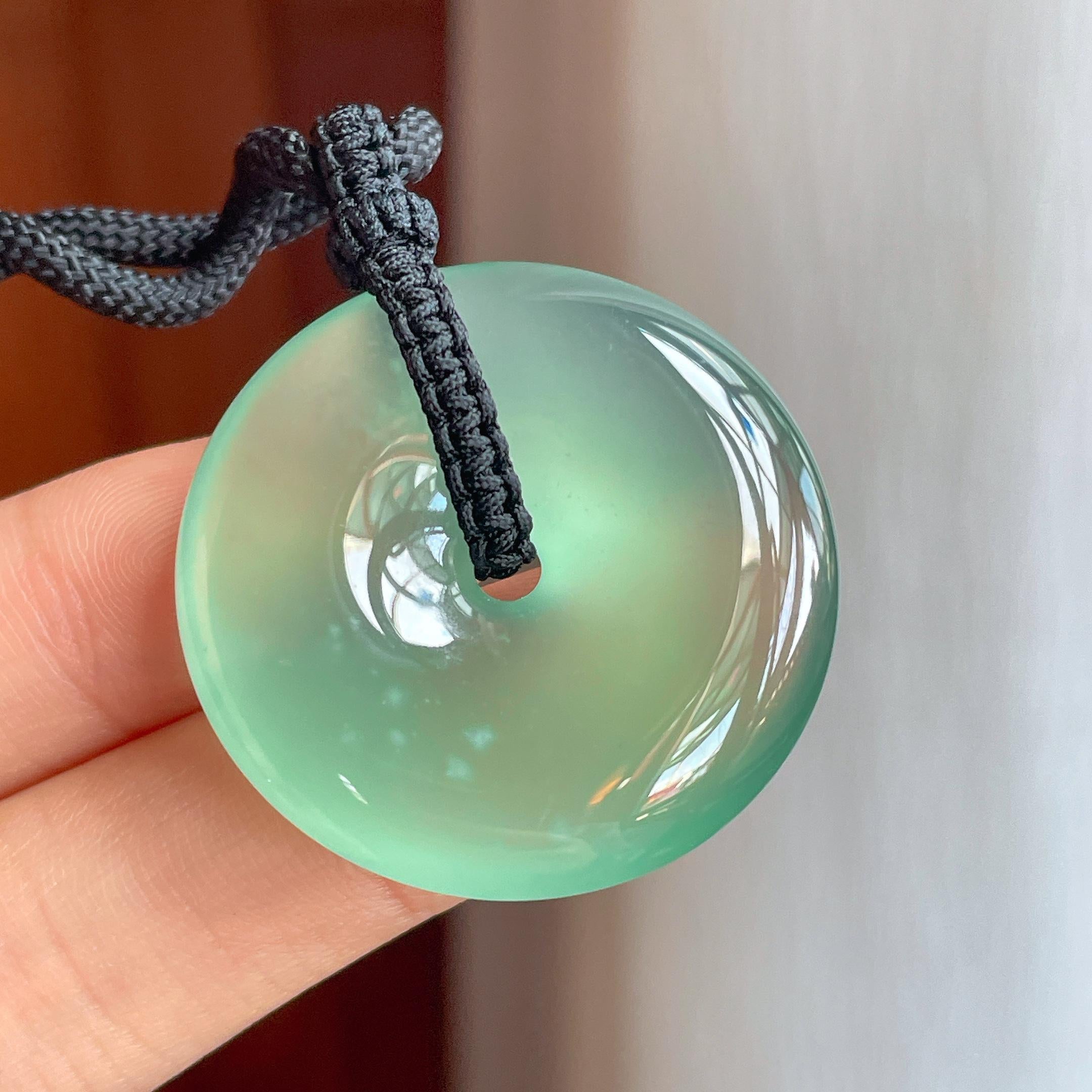 冰玻种晴绿底翡翠平安扣（yc344462）