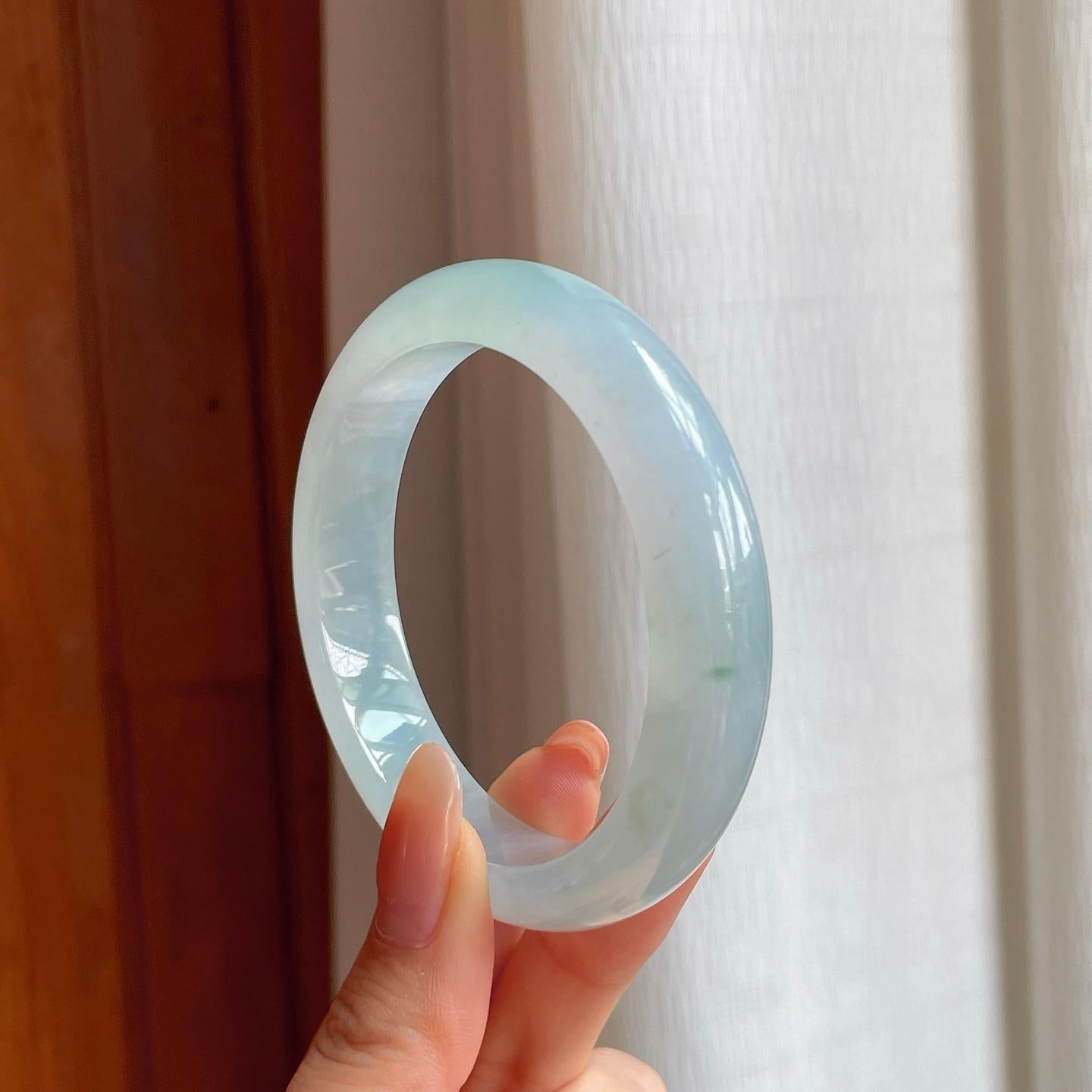 冰种晴底翡翠平安镯（56.6mm)（yc360252）