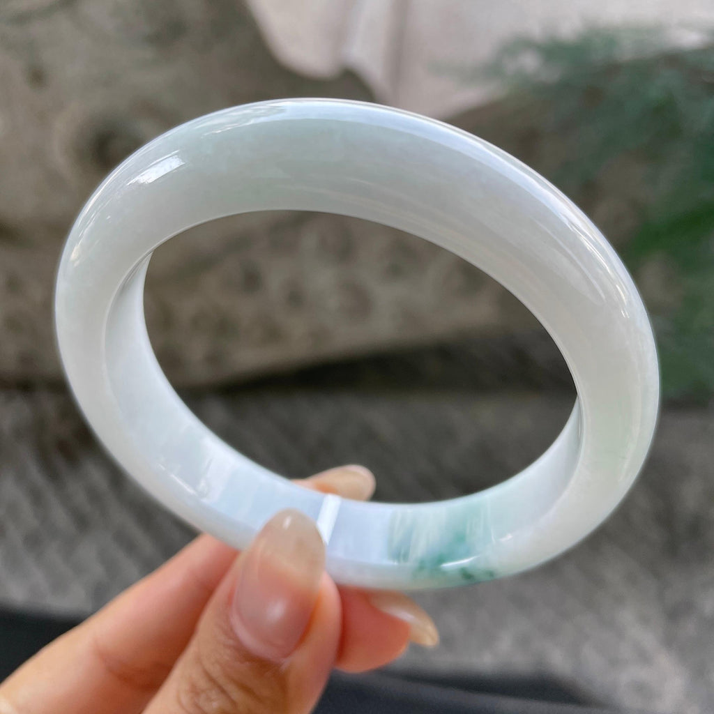 细糯种飘花正圈平安镯57圈口    天然缅甸A货翡翠（yc351369）