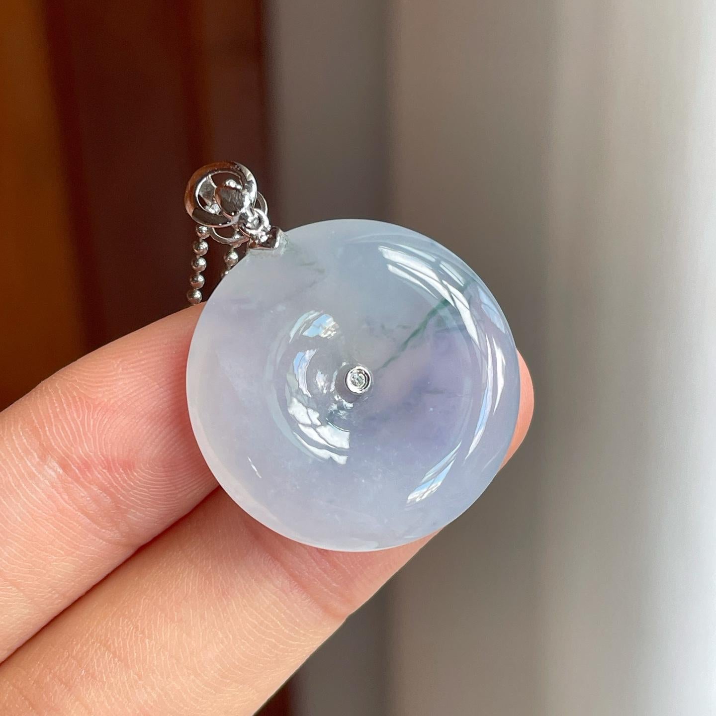 18k金扣糯冰飘花翡翠平安扣（yc255811）