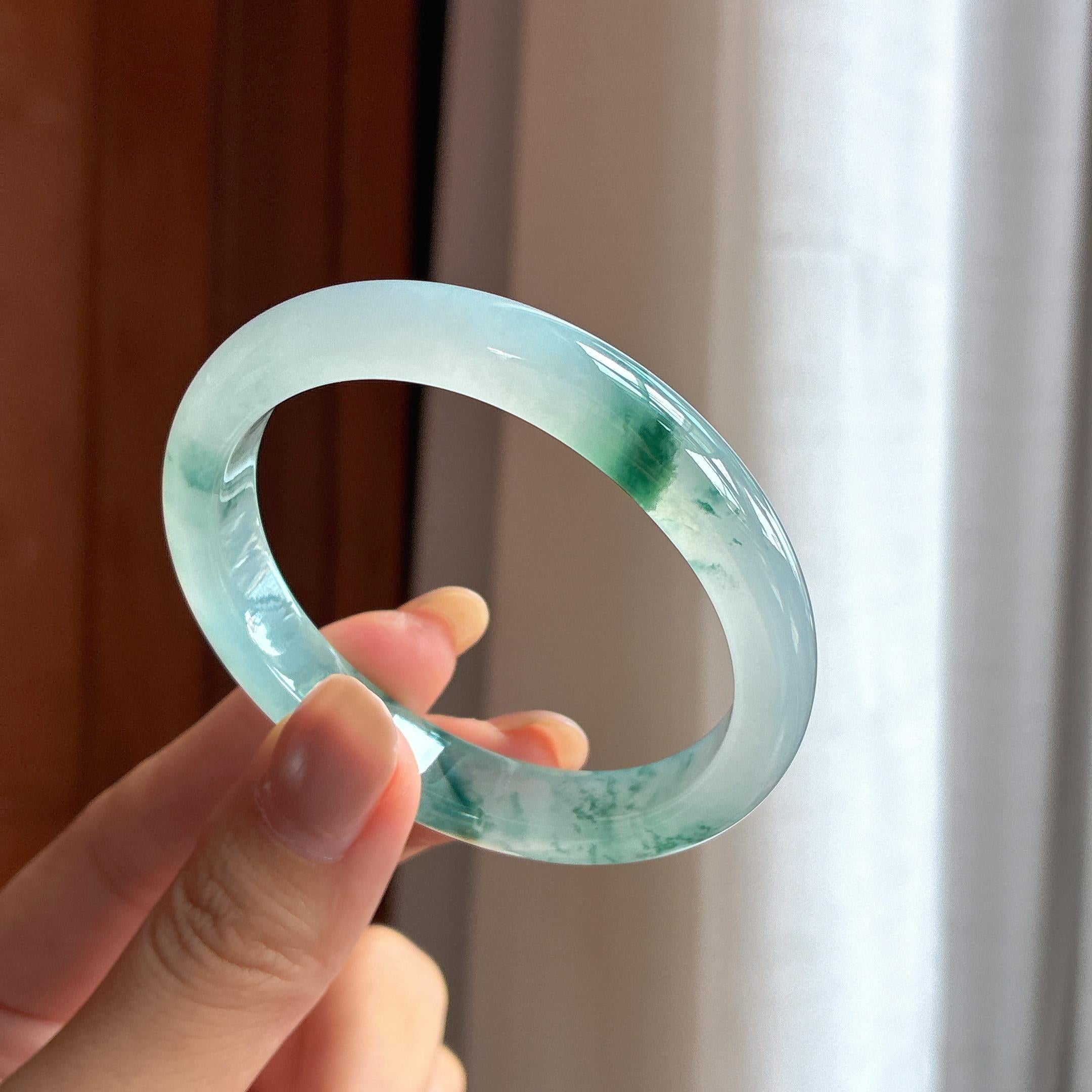 冰种贵妃飘花翡翠手镯（53mm）（yc418436）