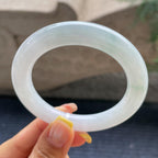 小圈口    细糯种飘花圆条手镯53.6圈     天然缅甸A货翡翠（yc371523）