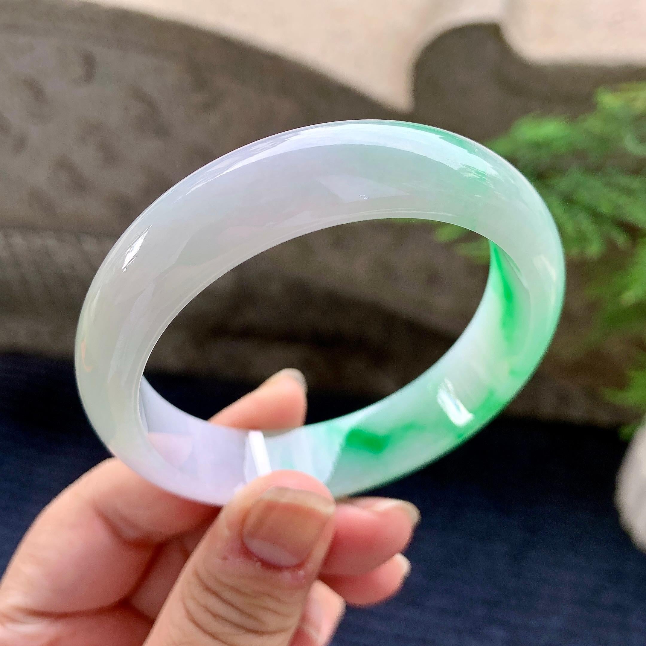 细糯种飘阳绿宽版轮胎手镯（58mm）（yc253747）