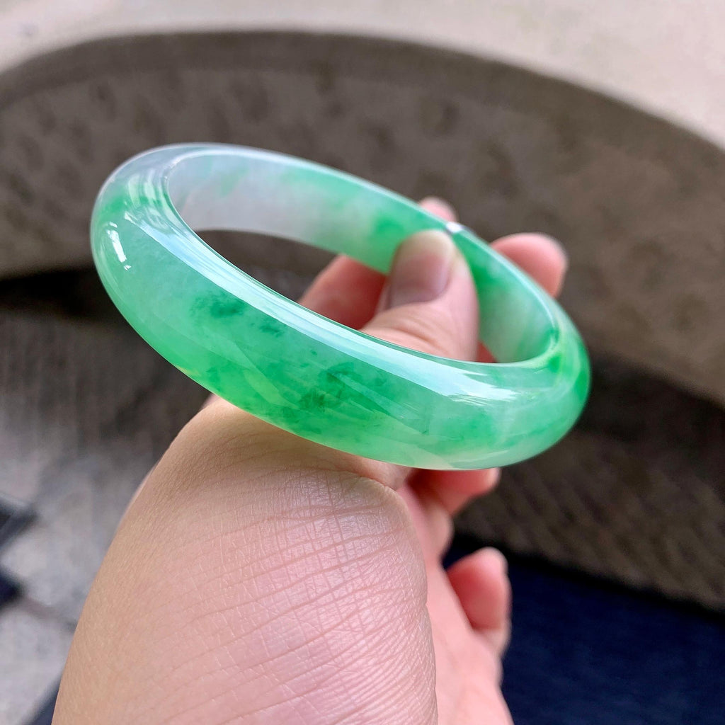 糯冰种飘阳绿平安镯（54.4mm）（yc233921）