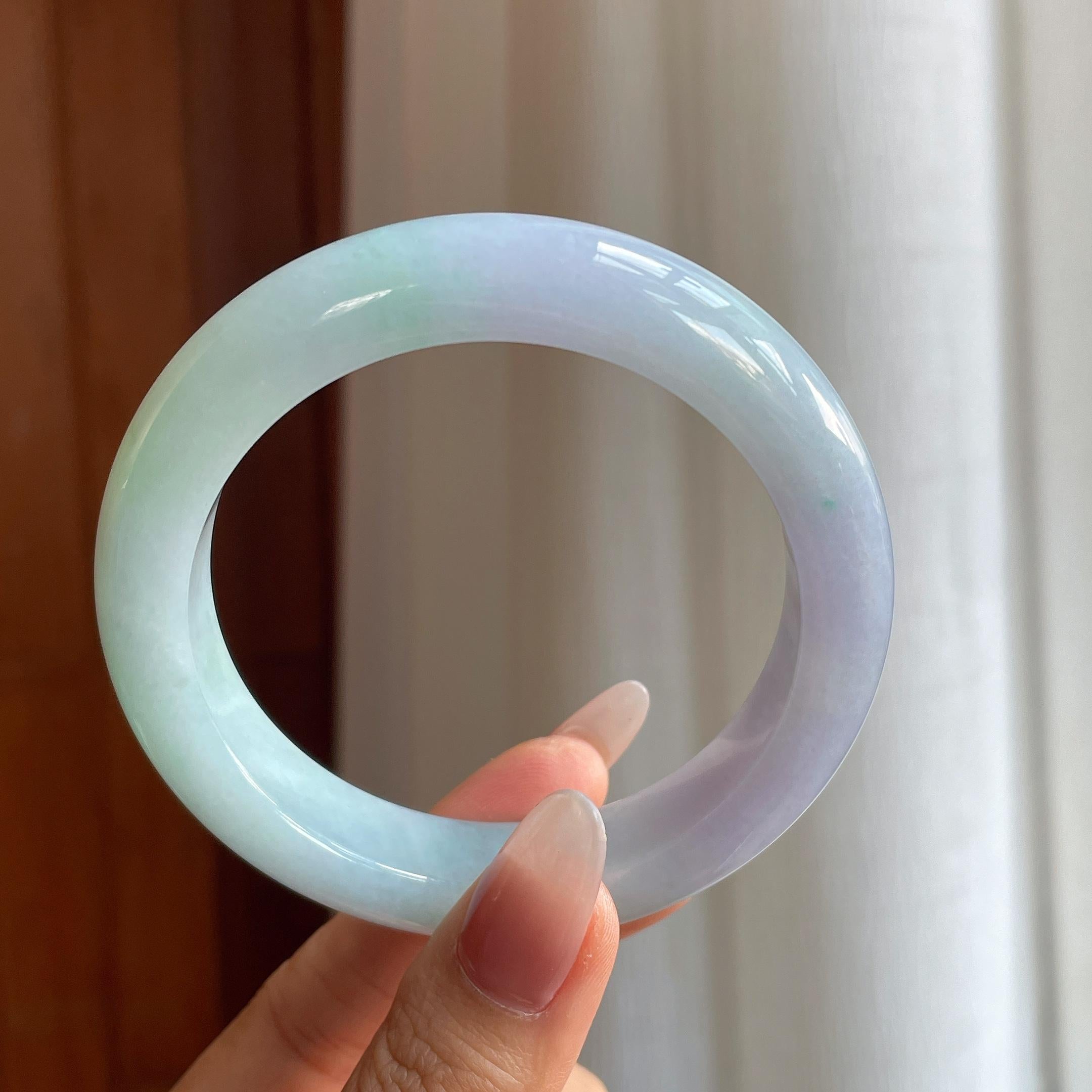 糯冰椿彩翡翠平安镯（59.2mm）（yc295071）