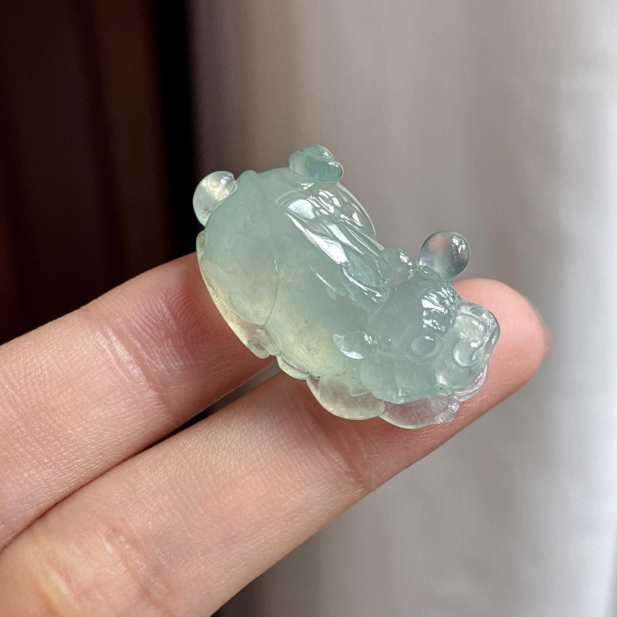 冰种晴底貔貅挂件 天然缅甸A货翡翠（yc483688）