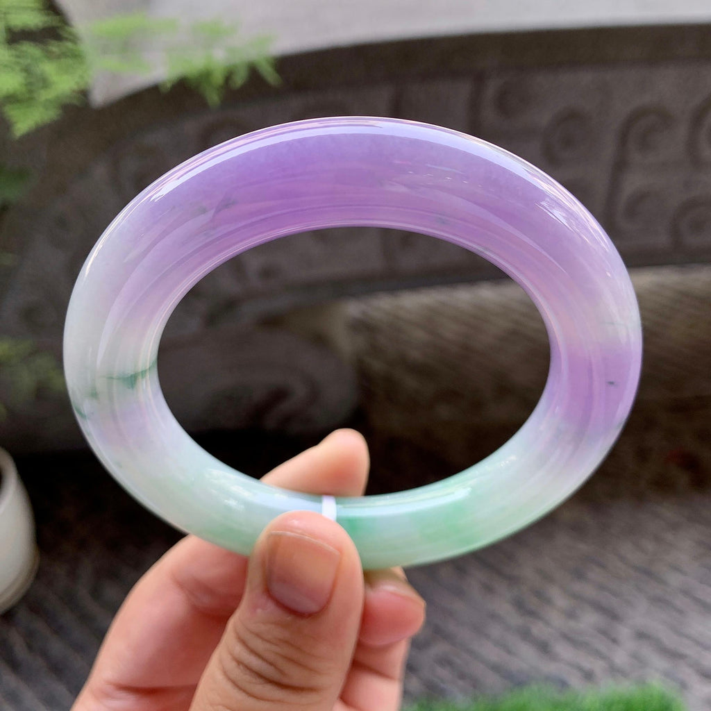 细糯种春彩飘花圆条手镯（58.2mm）