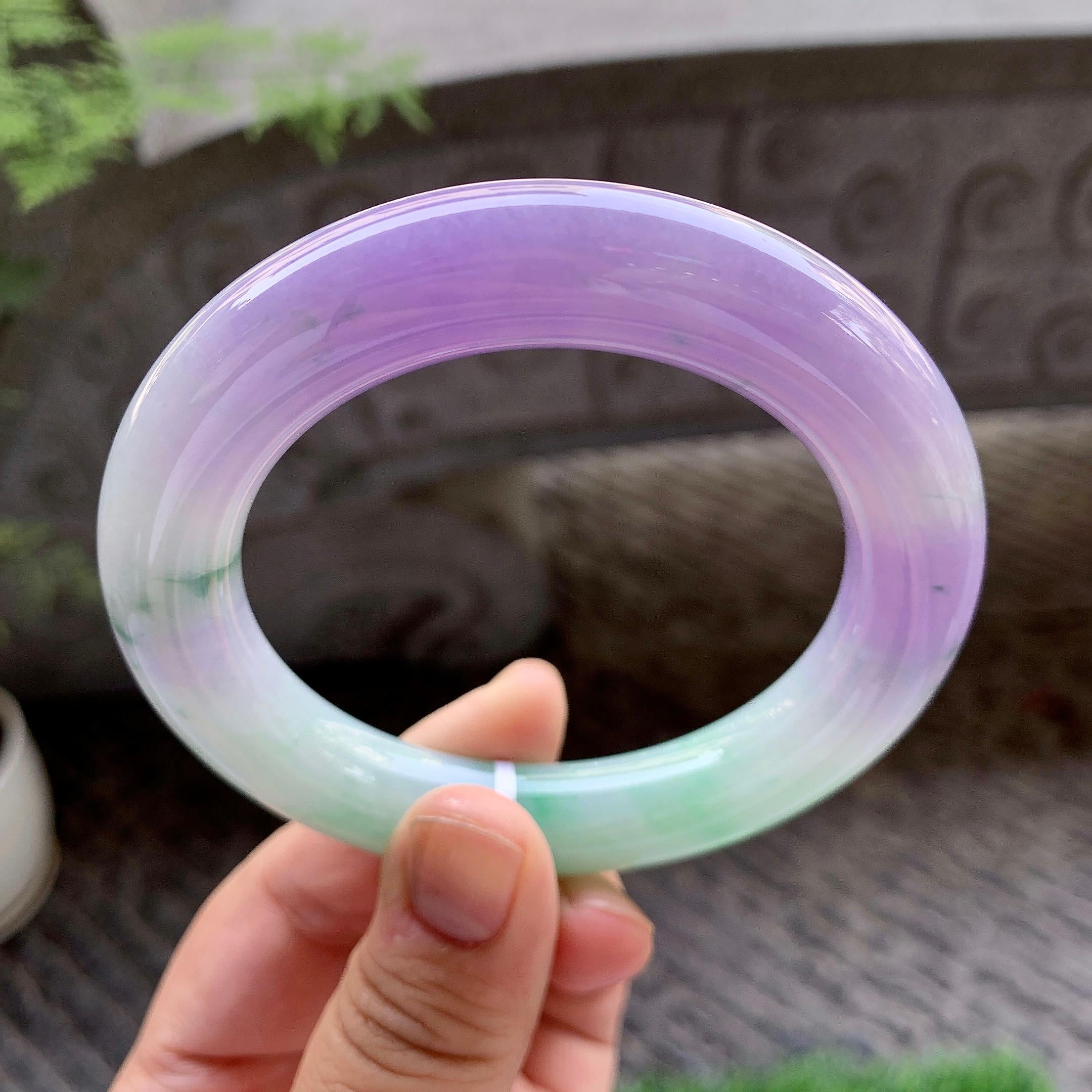 细糯种春彩飘花圆条手镯（58.2mm）