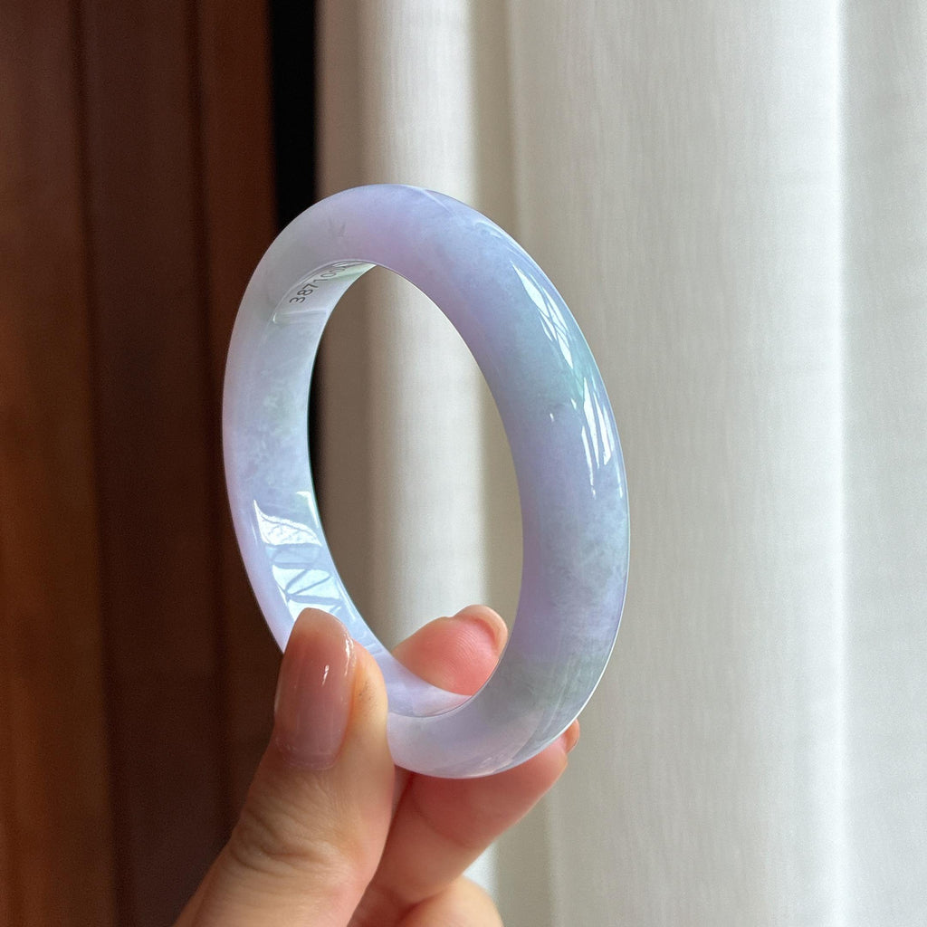 糯冰淡春底翡翠平安镯（53mm)（yc422979）