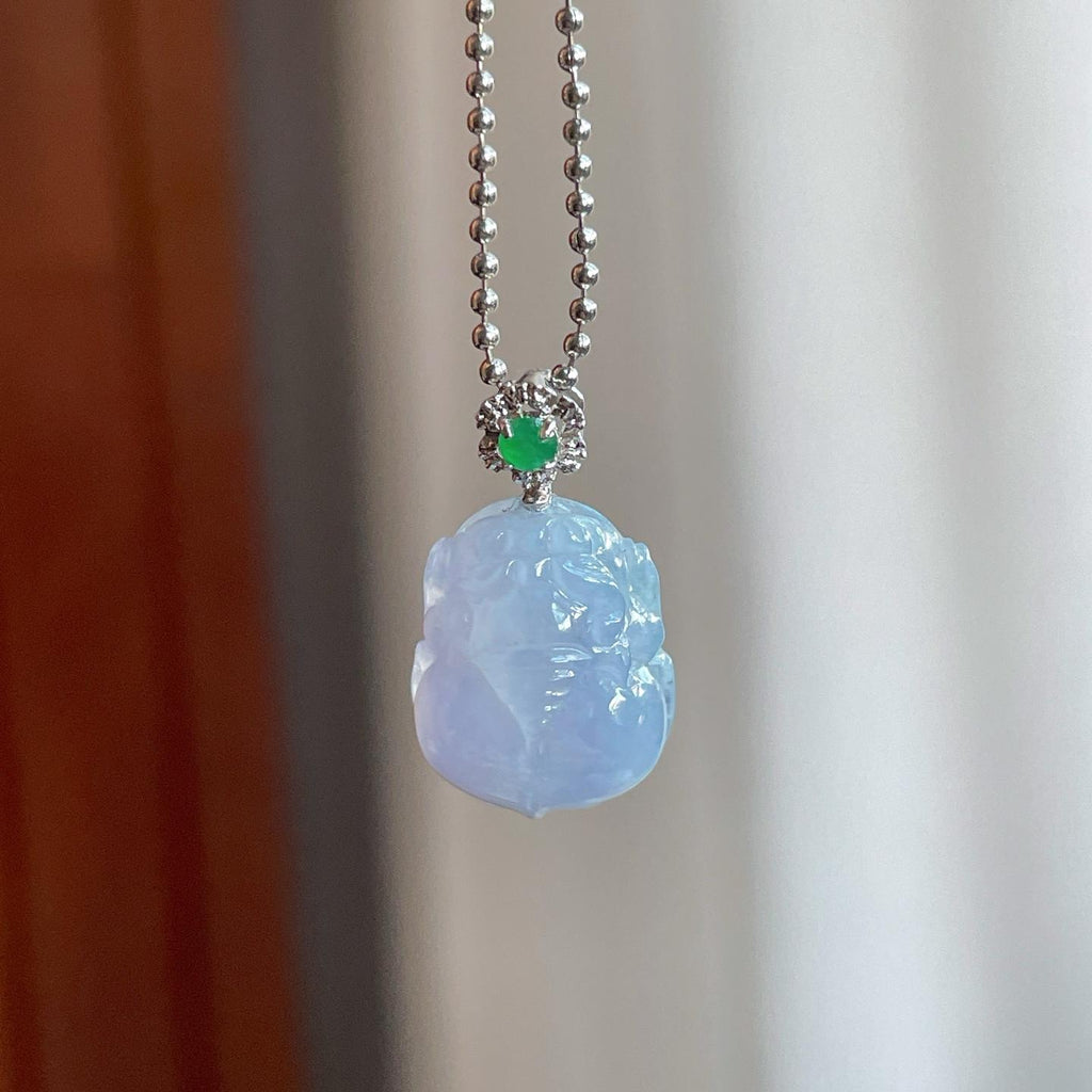 18k金扣糯冰种紫罗兰翡翠貔貅（yc187455）