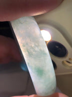 大圈口 糯冰种飘绿花宽版轮胎手镯 58.2圈口 天然缅甸A货翡翠（yc372348）