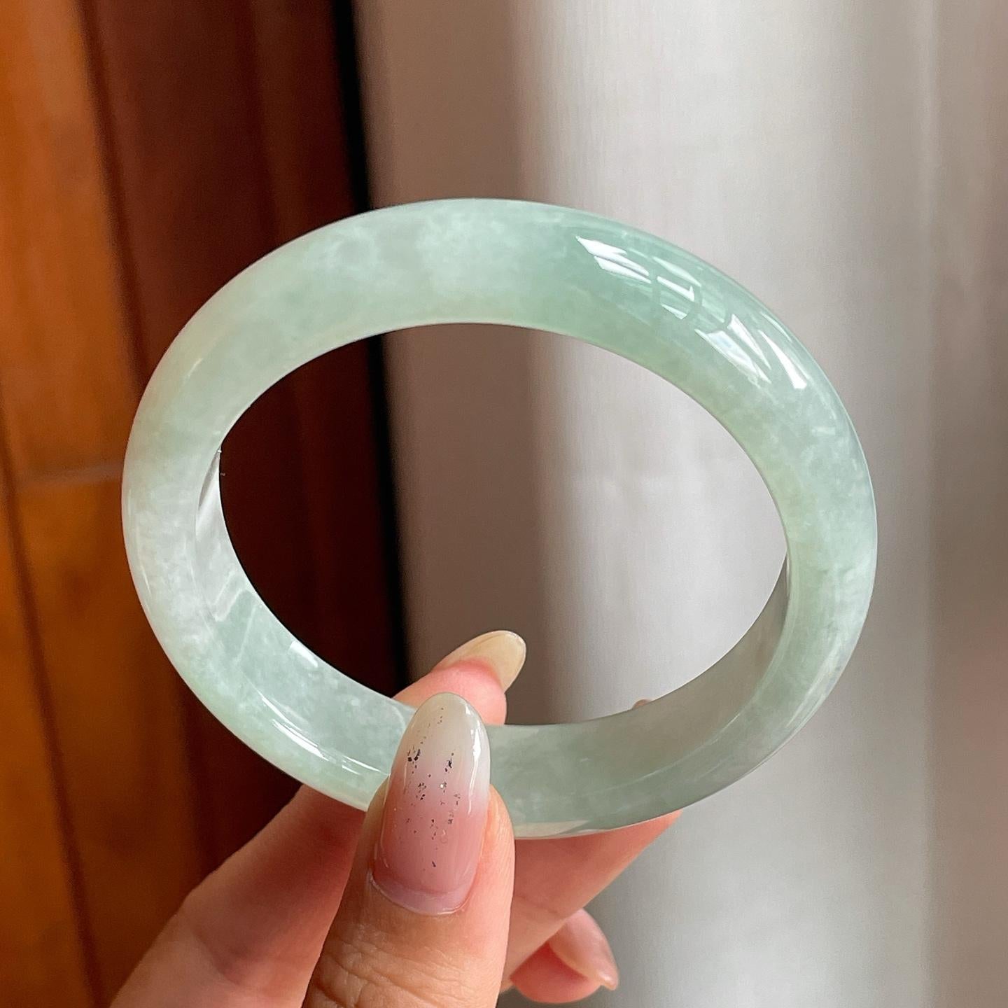 糯冰种晴底翡翠平安镯（54mm）（yc216821）