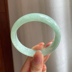 糯冰晴底翡翠平安镯（56mm)（yc345512）