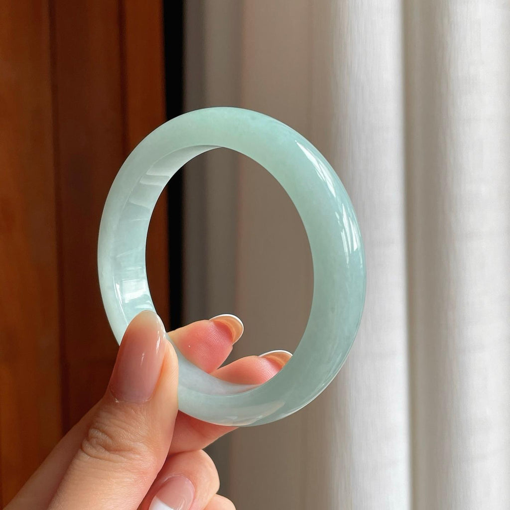 糯冰晴底翡翠平安镯（52.4mm)（yc369051）
