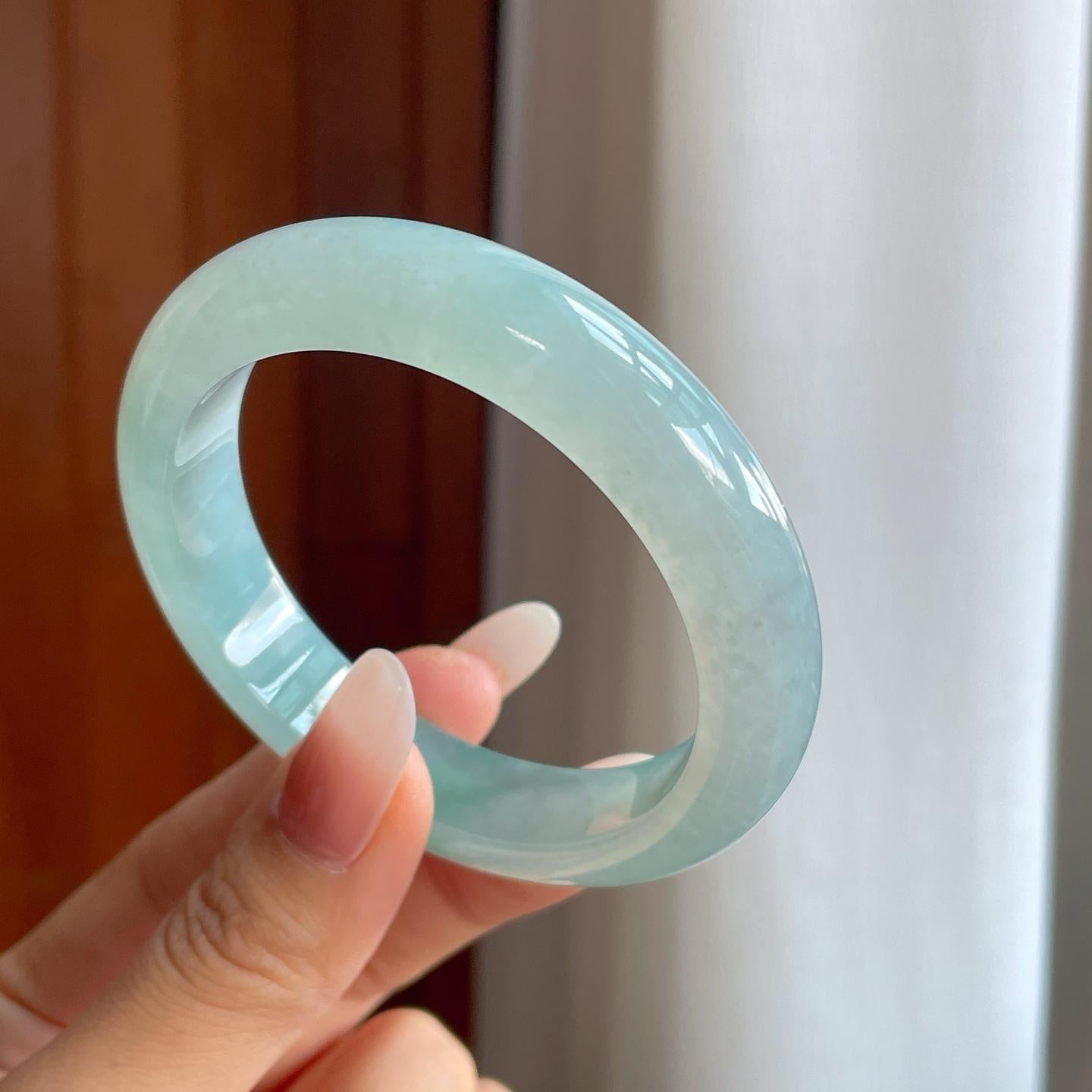 冰种飘花翡翠平安镯（55.8mm）（yc269020）