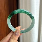 Vòng tay tròn bình an bằng ngọc phỉ thúy Myanmar tự nhiên loại A, màu hoa băng, kích thước 54