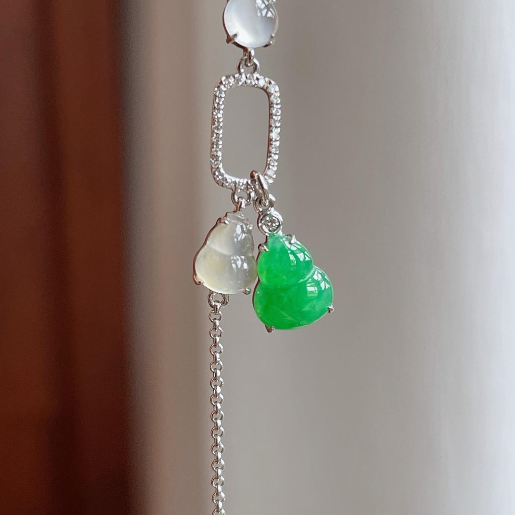 18k金钻镶冰种翡翠手链（yc257280）