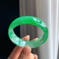 冰种宽版满绿翡翠平安镯（58.8mm）（yc389522）