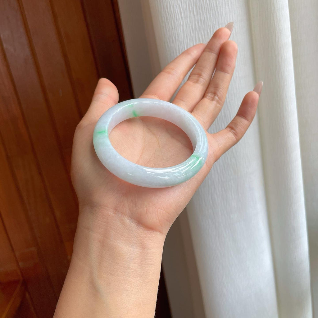 糯冰带色翡翠平安镯（54.5mm）（yc311349）
