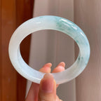 冰种飘花翡翠平安镯（57.2mm)（yc348973）