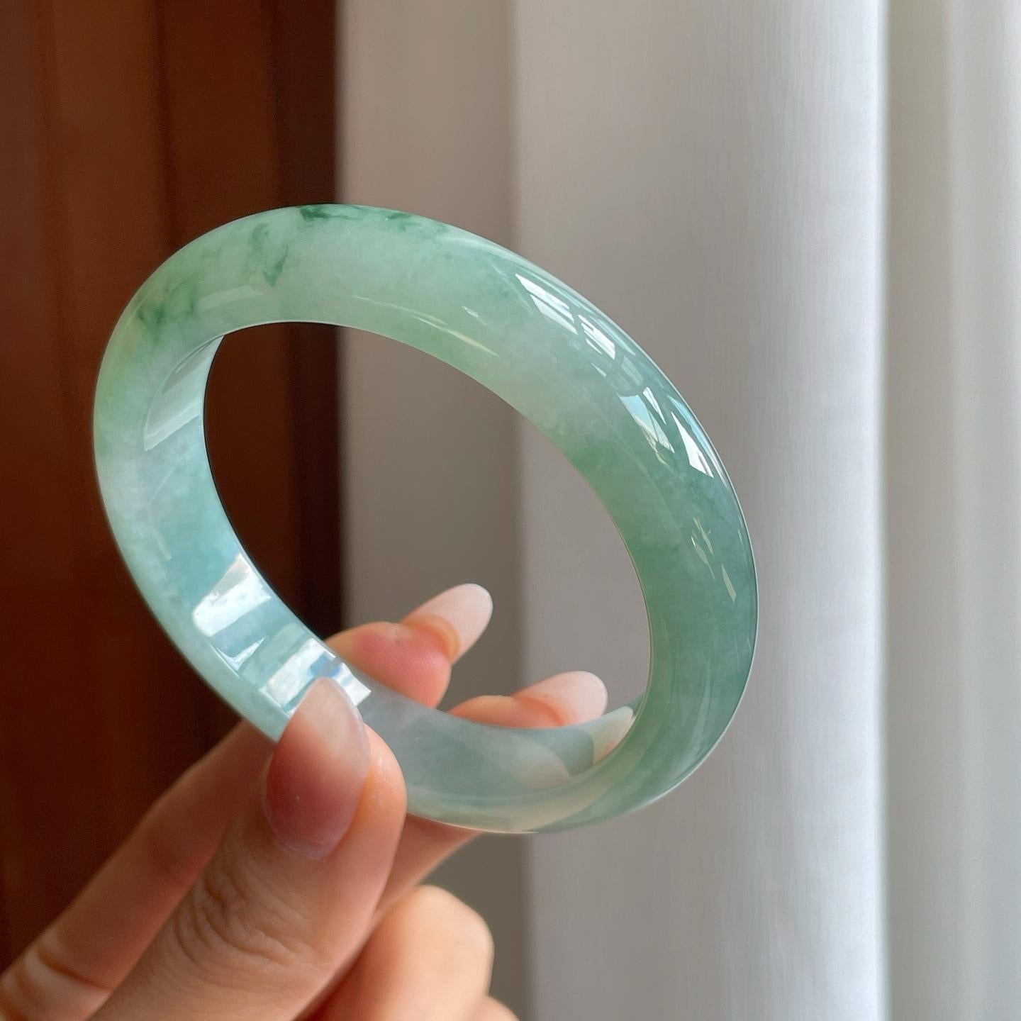 糯冰飘花翡翠平安镯（57.8mm）（yc307010）