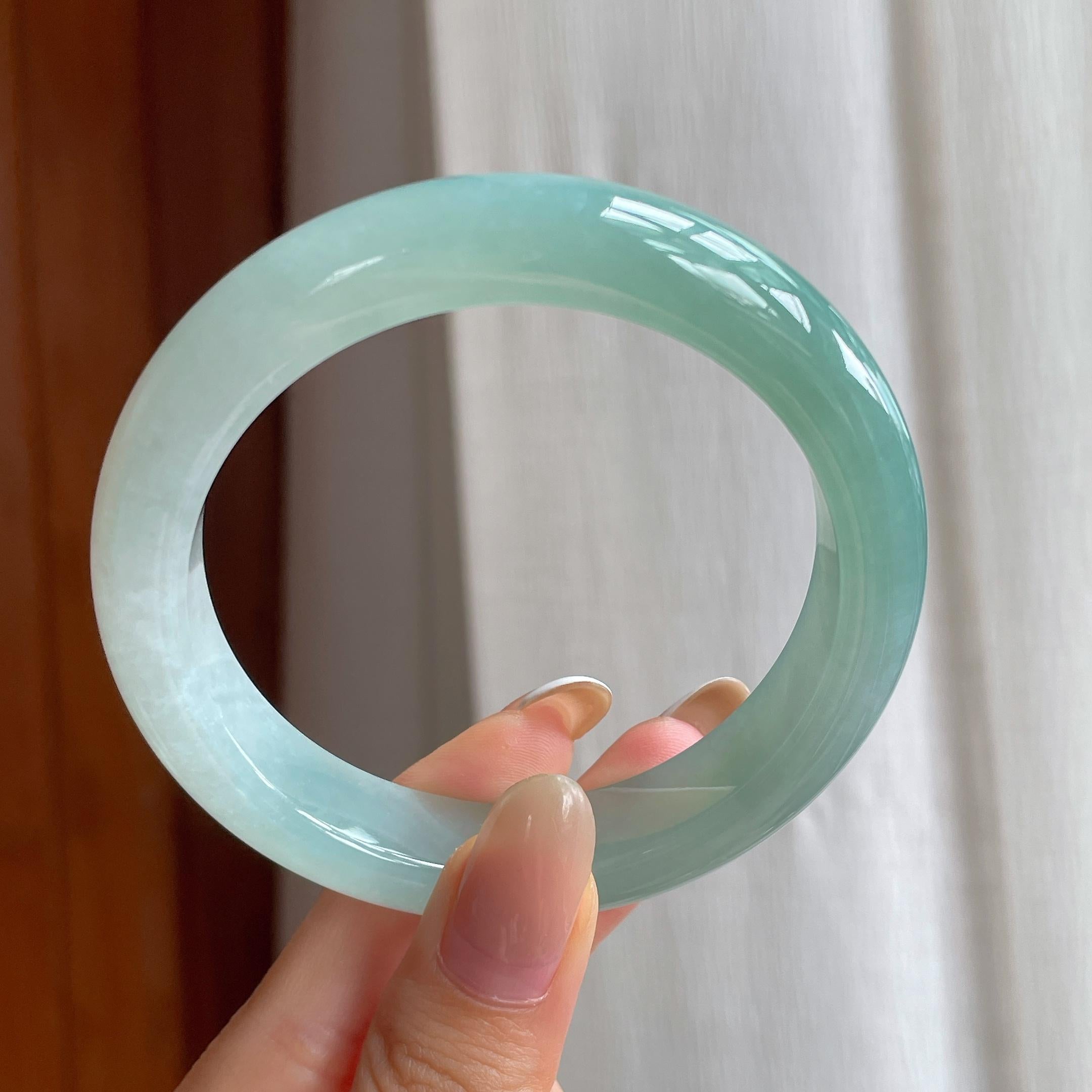 糯冰半山半水翡翠平安镯（57.6mm)（yc409904）