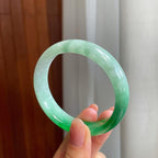 糯冰带色翡翠平安镯（53.8mm)（yc342188）