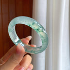 冰玻种飘花翡翠平安镯（52mm）（yc312317）