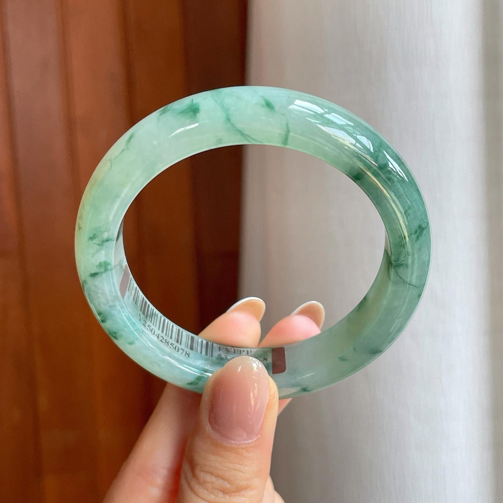 糯冰飘花翡翠平安镯（53.7mm)（yc373461）