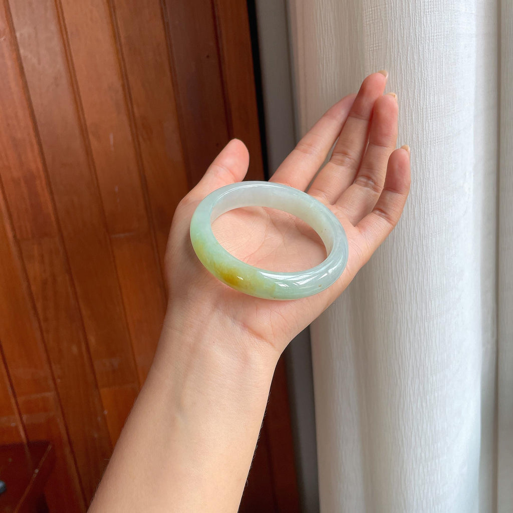 糯冰黄翡翡翠平安镯(55.5mm)（yc402820）