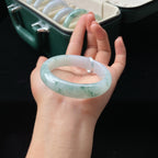 糯冰飘花正圈 翡翠手镯（53.5mm）（yc018721）
