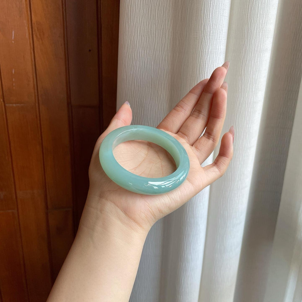 糯冰晴底翡翠平安镯（54.6mm）（yc295007）