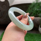 细糯种飘绿花圆条手镯 55.3圈口 天然缅甸A货翡翠（yc383121）