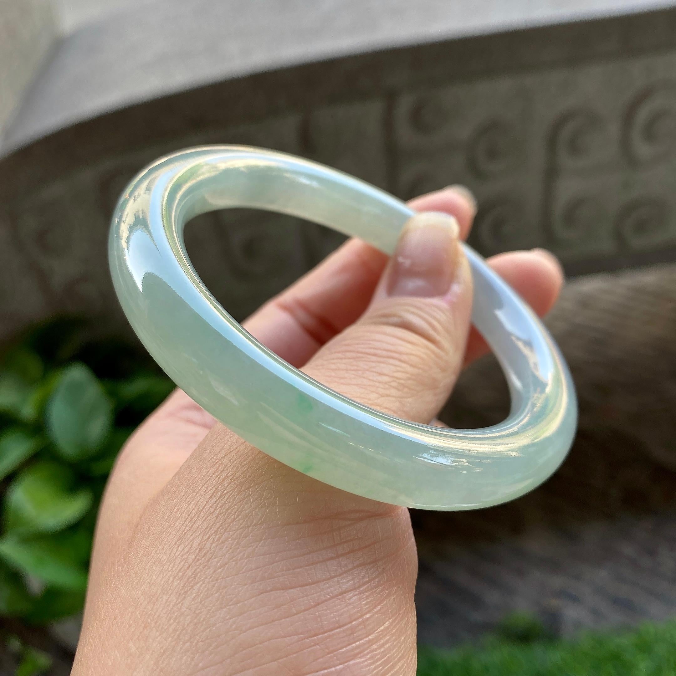 糯冰种晴底圆条手镯（58mm）（yc304781）