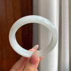 糯冰白月光翡翠平安镯（55.5mm）（yc303135）