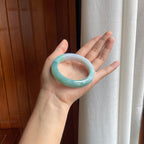糯冰半山半水特色翡翠平安镯（54.5mm）（yc389555）