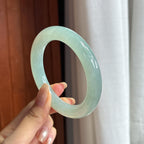 大圈口 糯冰晴底圆条手镯 58圈 天然缅甸A货翡翠（yc457218）