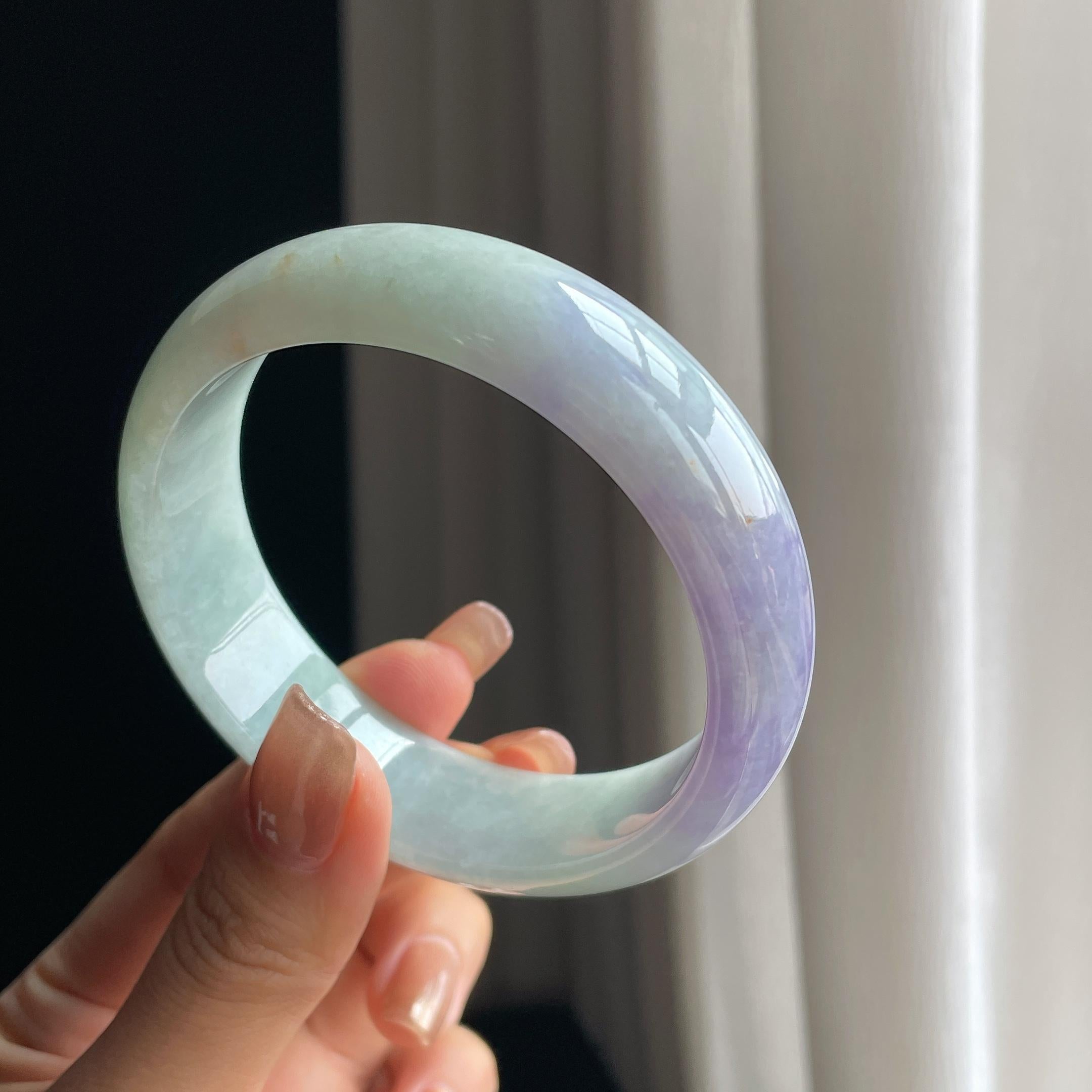 糯冰紫罗兰宽版翡翠平安镯（62mm）（yc373567）
