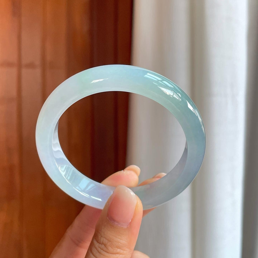 糯冰带底色翡翠平安镯（57.6mm）（yc408392）