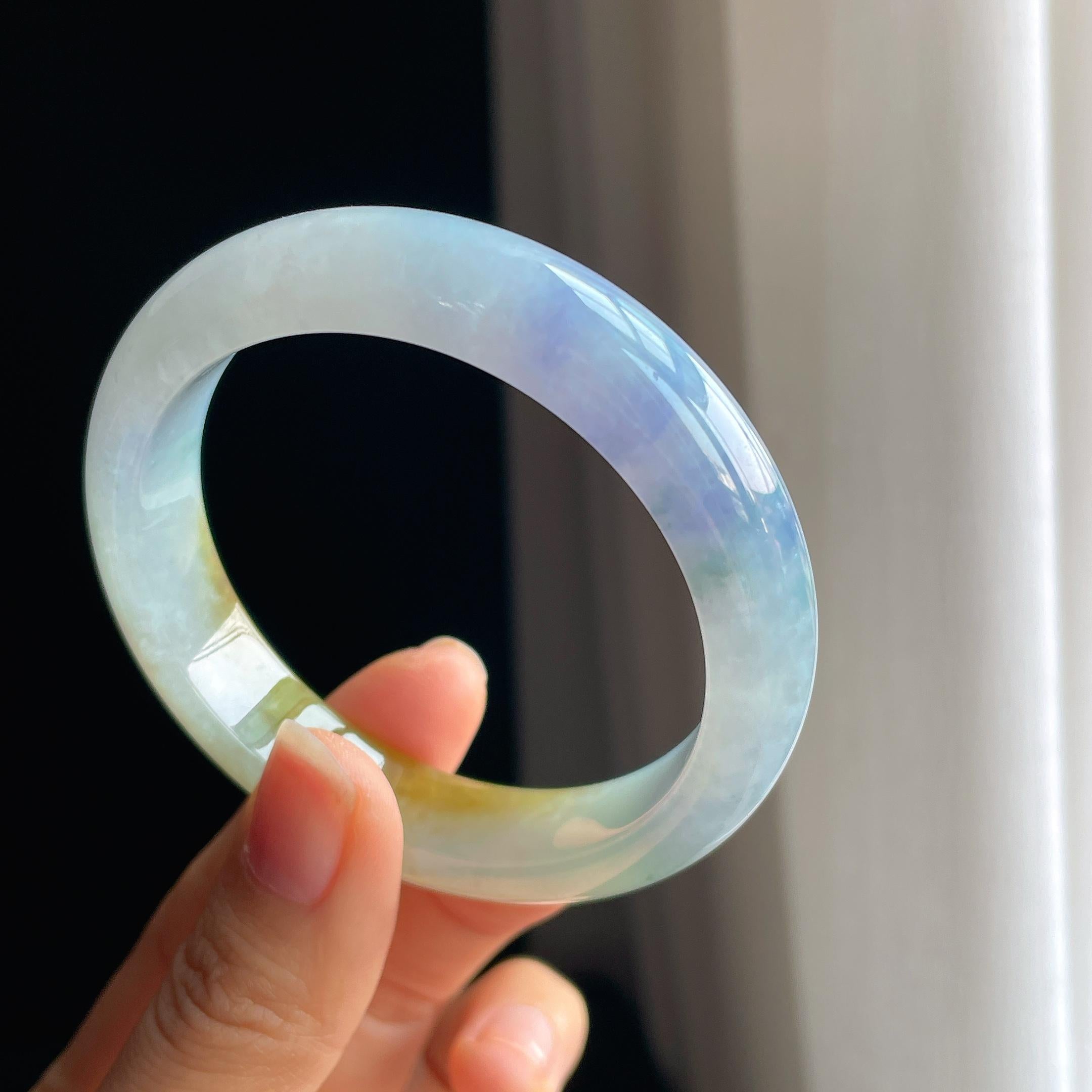冰种黄翡特色翡翠平安镯（55mm)（yc349367）