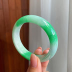糯冰带色翡翠平安镯（53.6mm)（yc342187）