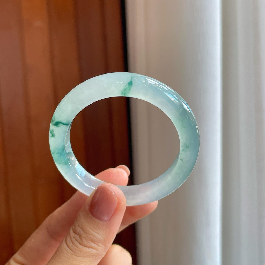 冰种飘花翡翠贵妃镯（53mm）（yc274639）