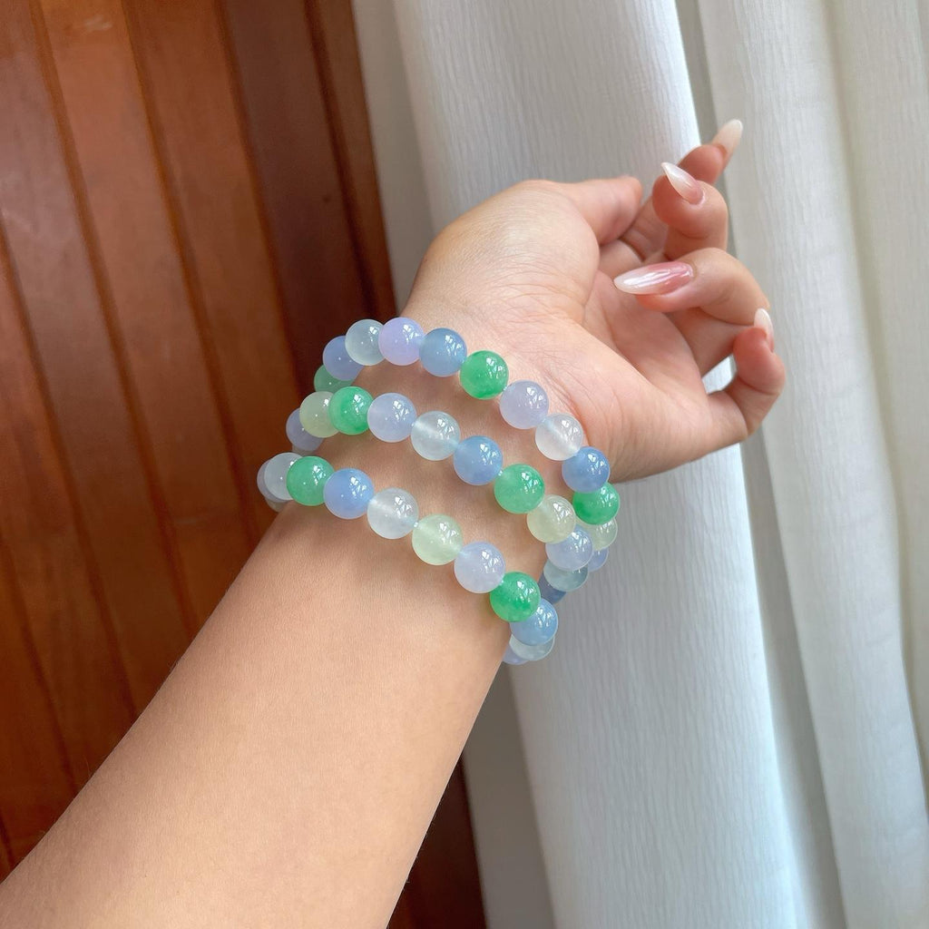 冰种玛卡龙翡翠珠串项链（yc266482）